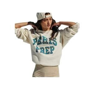 NWT Free People Firstport Paris Prep Crewneck White Pullover Sweatshirt Large